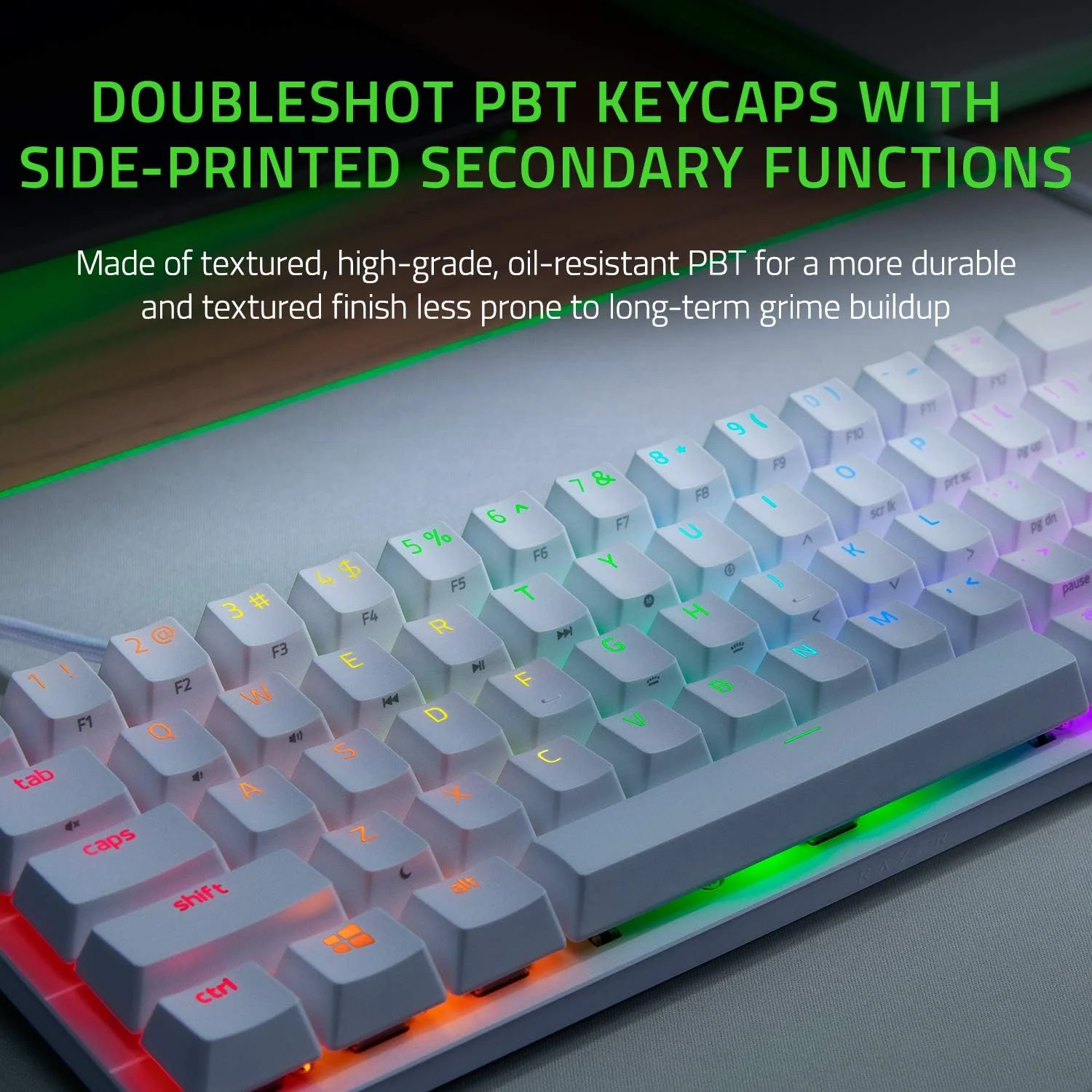 Razer Huntsman Mini 60% Clicky Optical-Mechanical (Red Switch) Gaming Keyboard  - Mercury white - Image 5