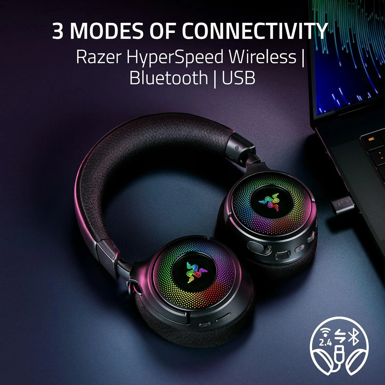 Razer Kraken V4 Wireless Gaming Headset - Black - Image 8