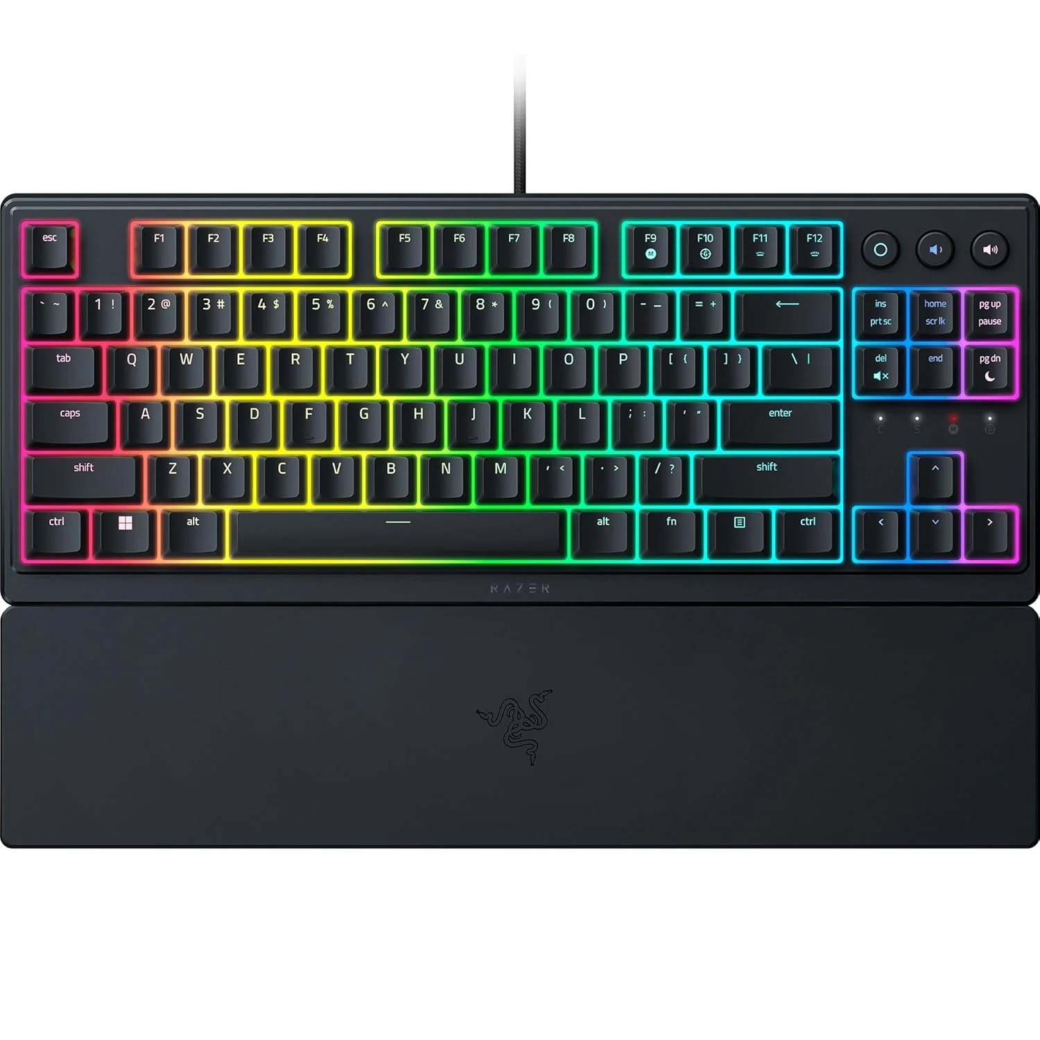 Razer Ornata V3 TKL Low-Profile Keys Mecha-Membrane SwitchesUV-Coated Keycaps Backlit Media Keys 8-Zone RGB Lighting Spill-Resistant w/ Wrist Wrest