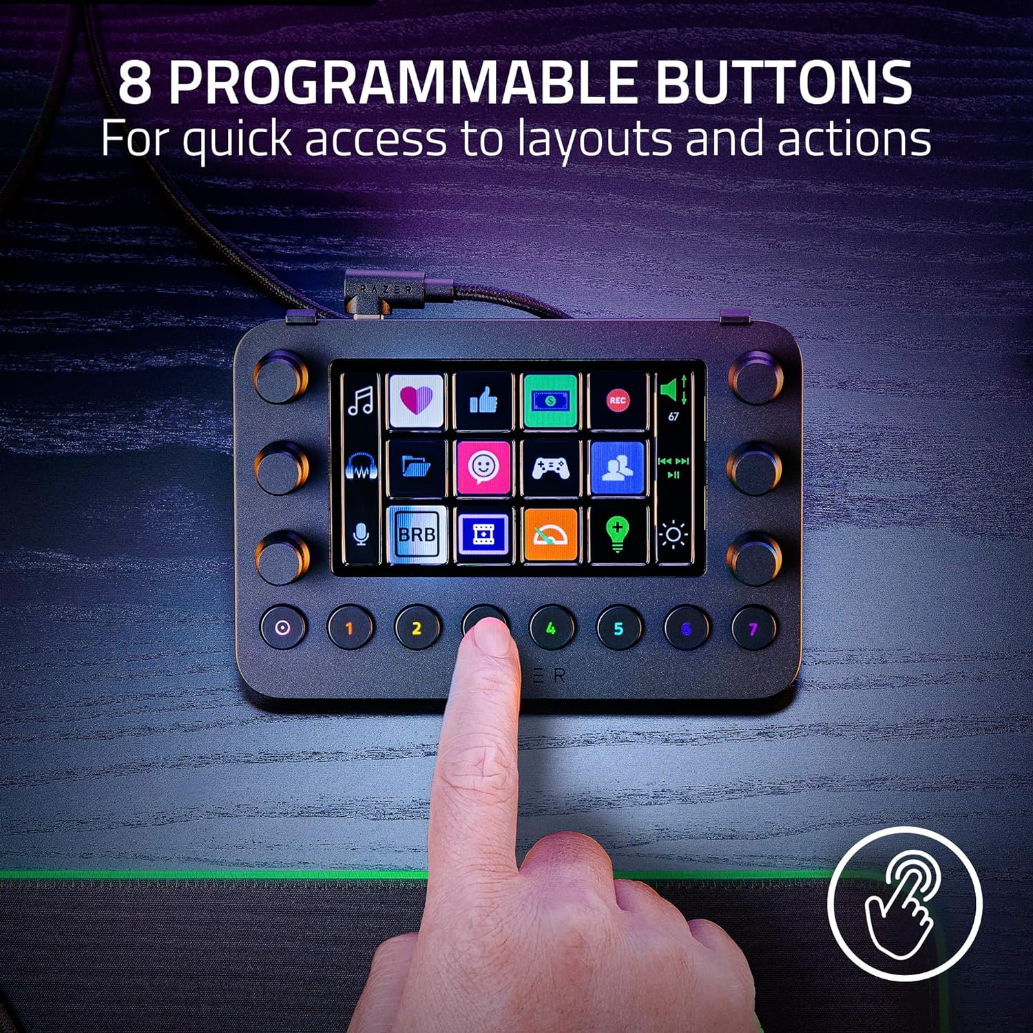 Razer Stream Controller: All-In-One Keypad for Streaming - 12 Haptic Switchblade Keys - 6 Tactile Analog Dials - 8 Programmable Buttons - Designed for PC & Mac - Image 4
