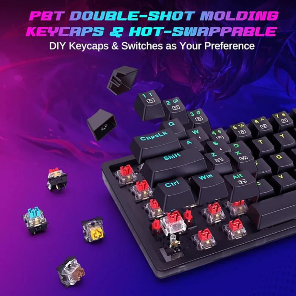 Redragon AKALI K642 Wired 60% Mechanical RGB Keyboard - Black - Image 2
