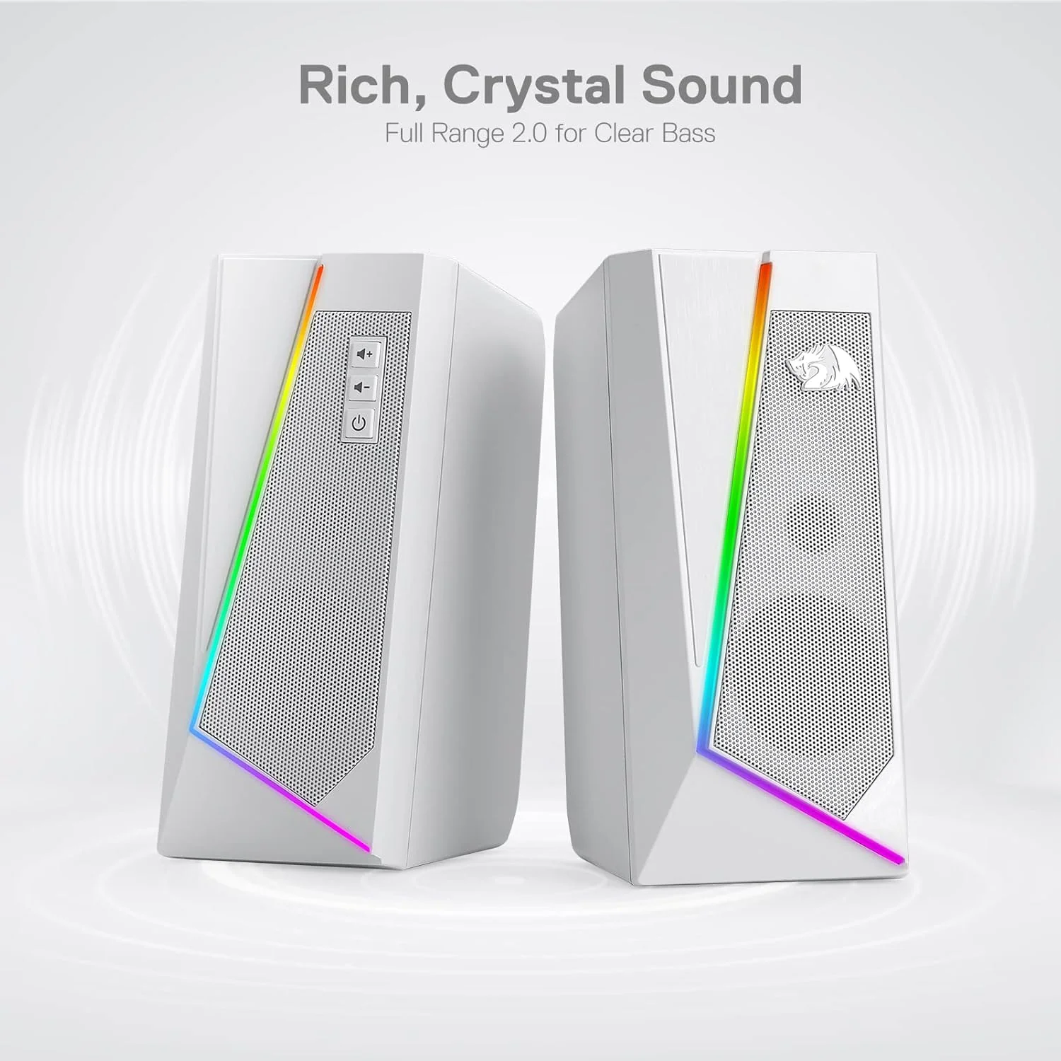 Redragon ANVIL GS520 RGB Desktop Speakers - White - Image 2
