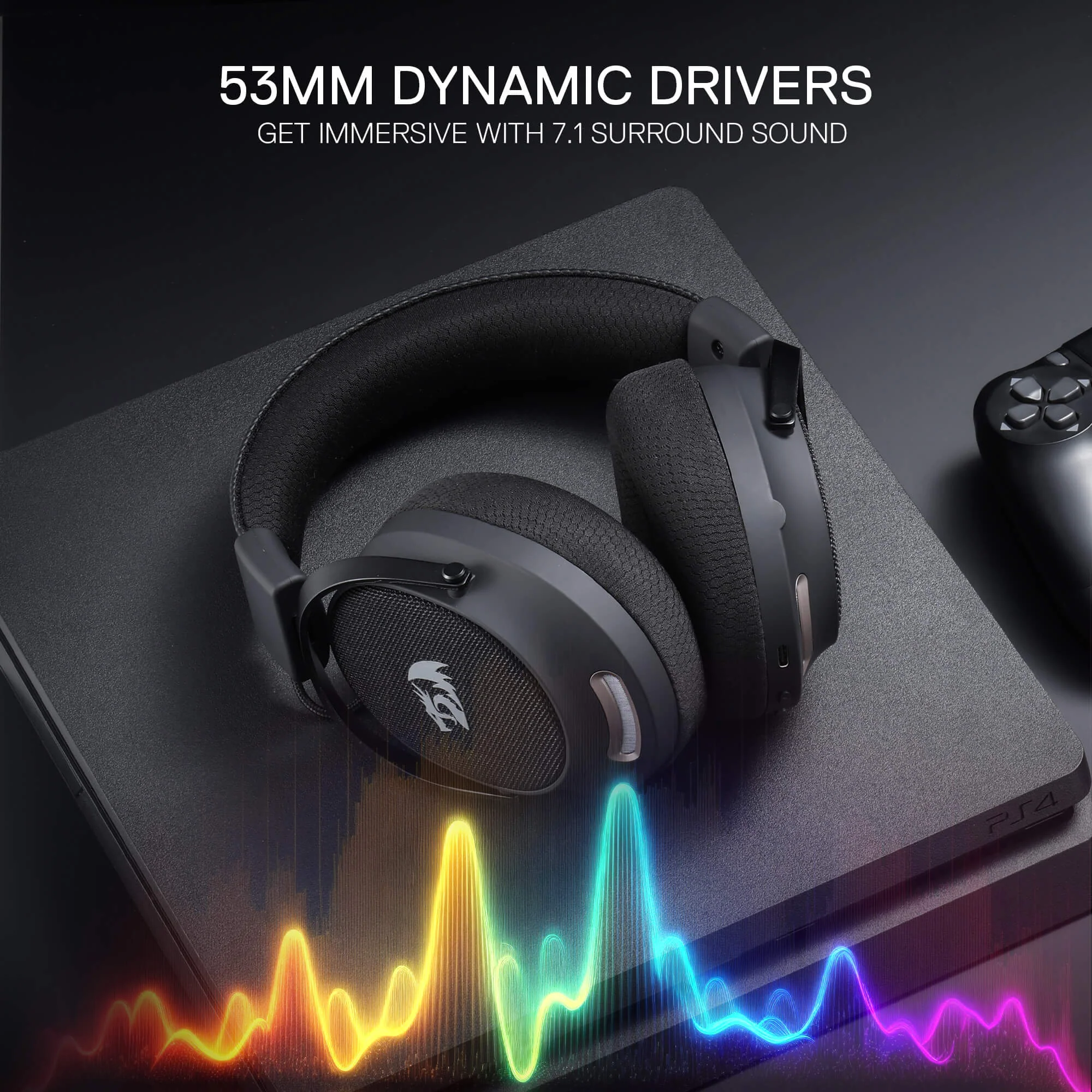 Redragon ARROW PRO H858 Wired/Wireless/BT Gaming Headset - Black - Image 4