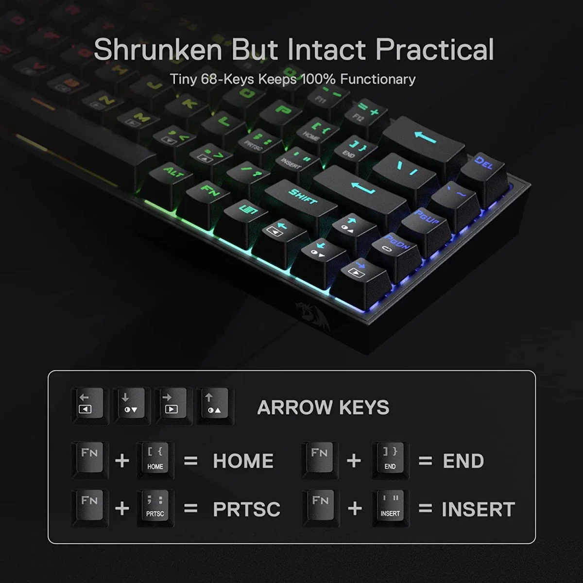 Redragon CASTOR K631 Grey 65% Wired RGB Gaming Keyboard - Image 2