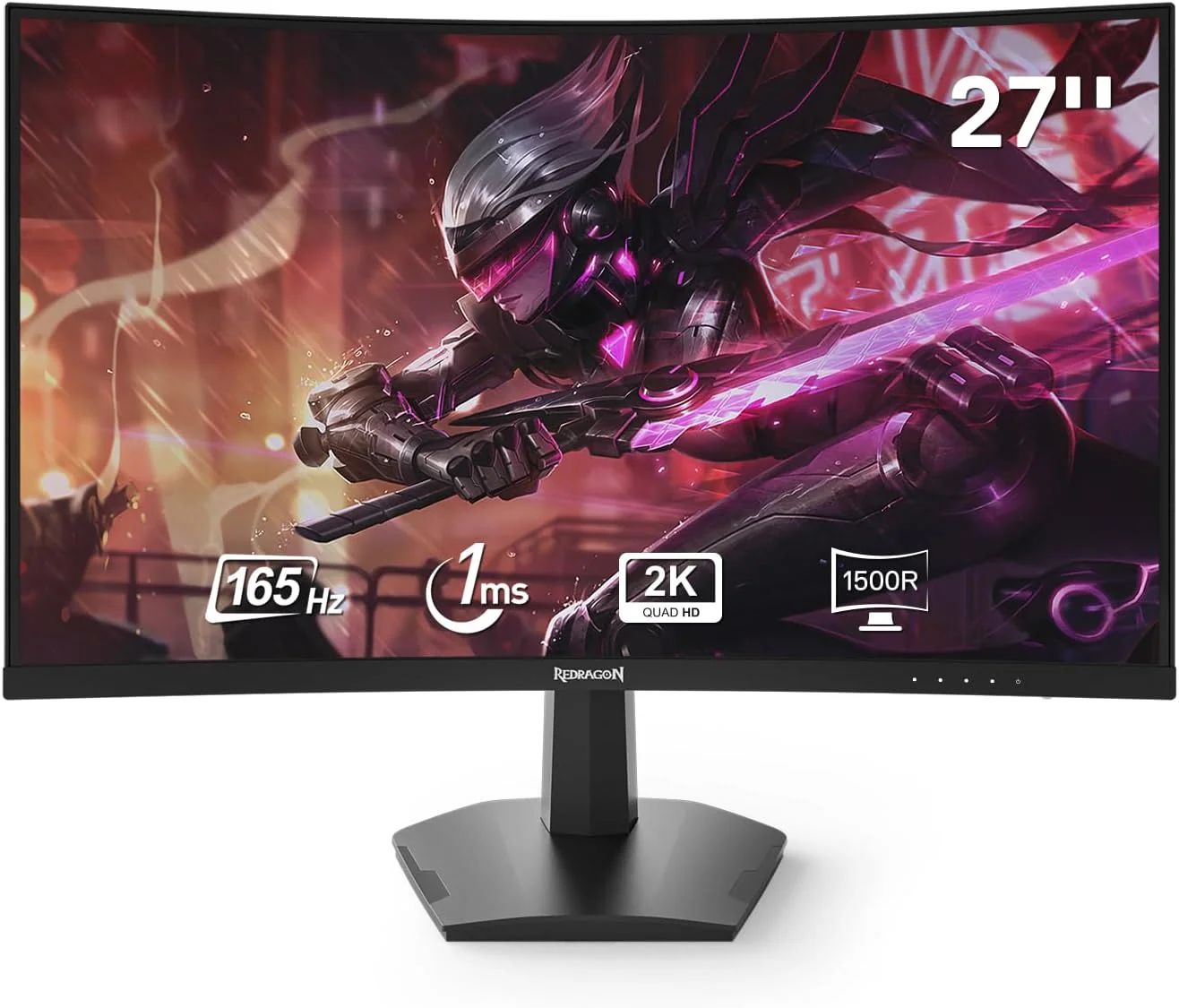Redragon Coral 27" 165HZ QHD 2K (2560X1440) VA Frameless, 1ms Curved Gaming Monitor