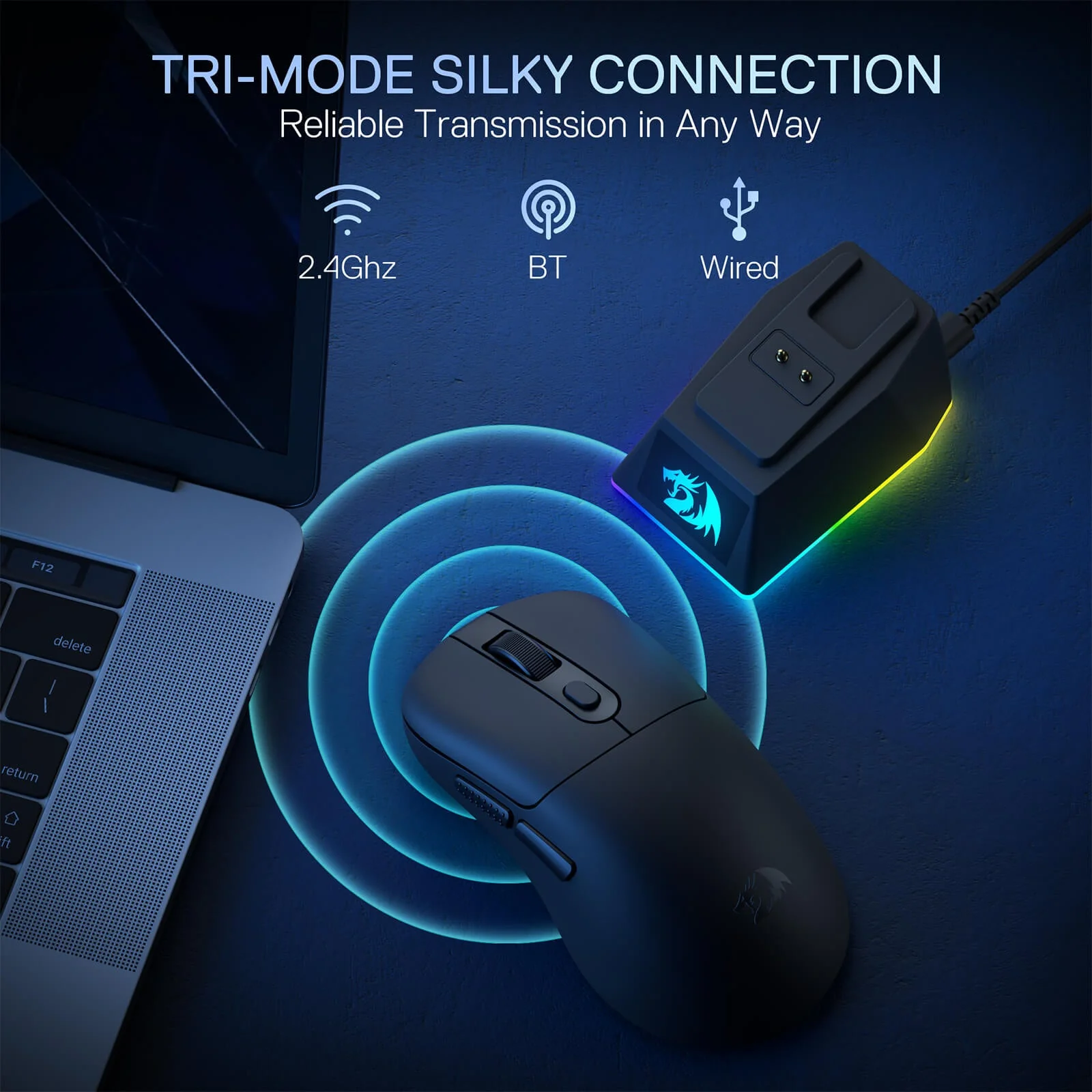 REDRAGON EBONY STANDARD M998-STD-1K 24000 DPI WIRELESS BLACK GAMING MOUSE - Image 10