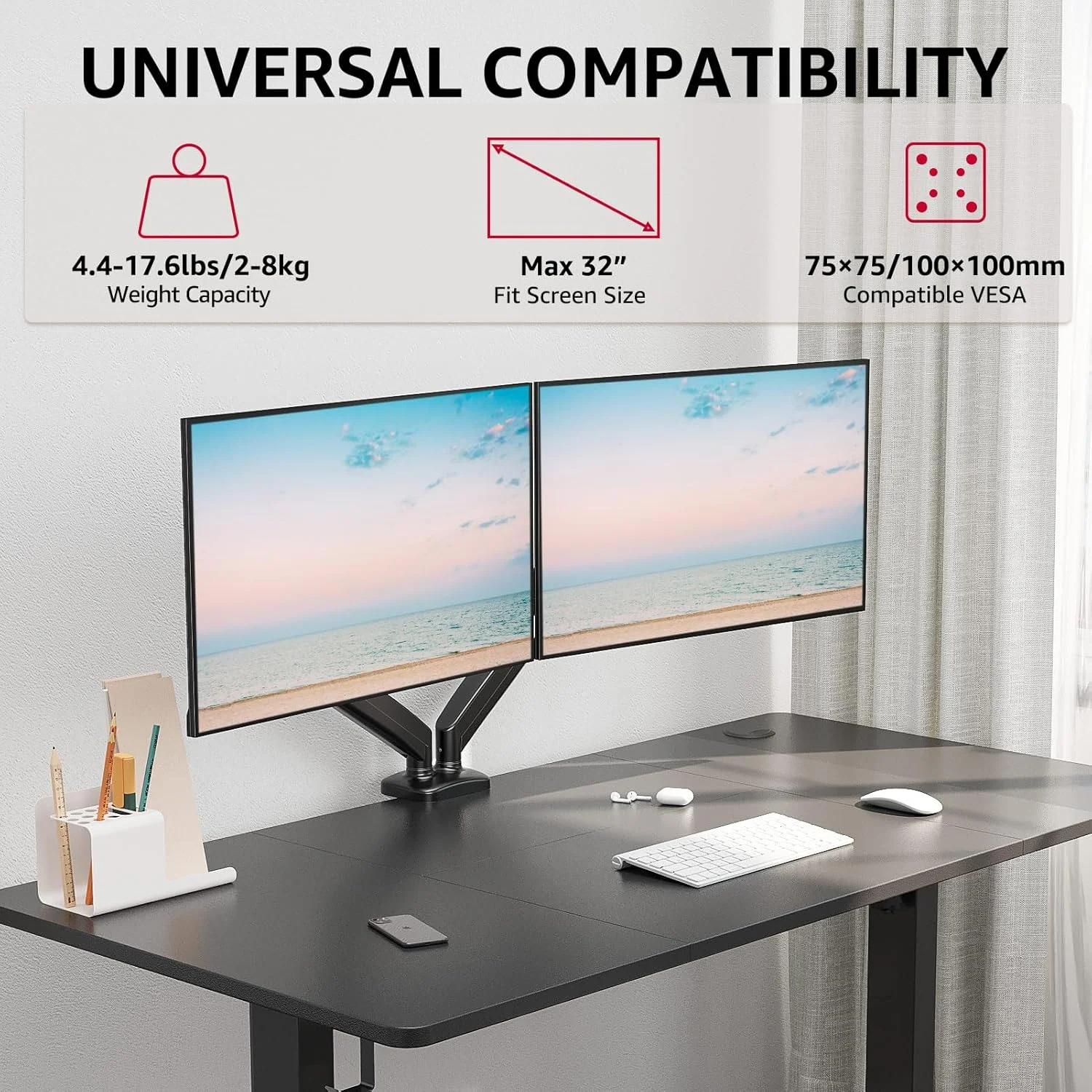 Redragon GMK915 IVORY Dual Monitor Mount - Image 5