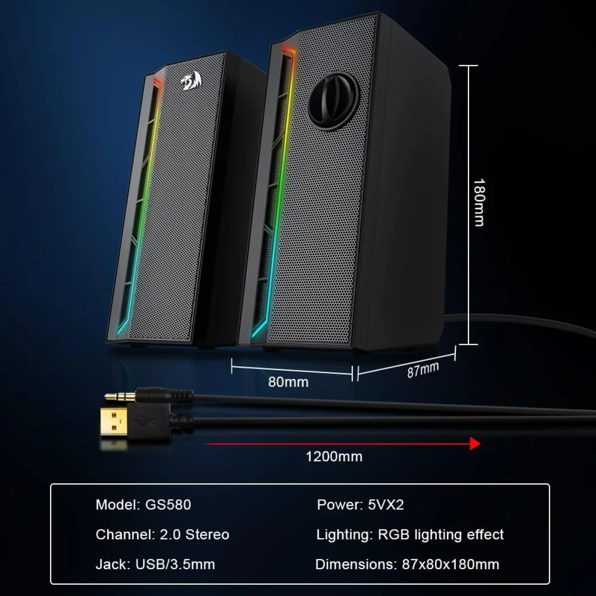 Redragon GS580 Calliope RGB Desktop PC Speakers - Image 2