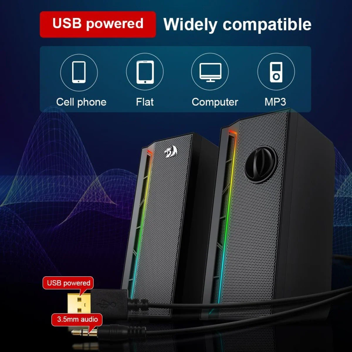 Redragon GS580 Calliope RGB Desktop PC Speakers - Image 3