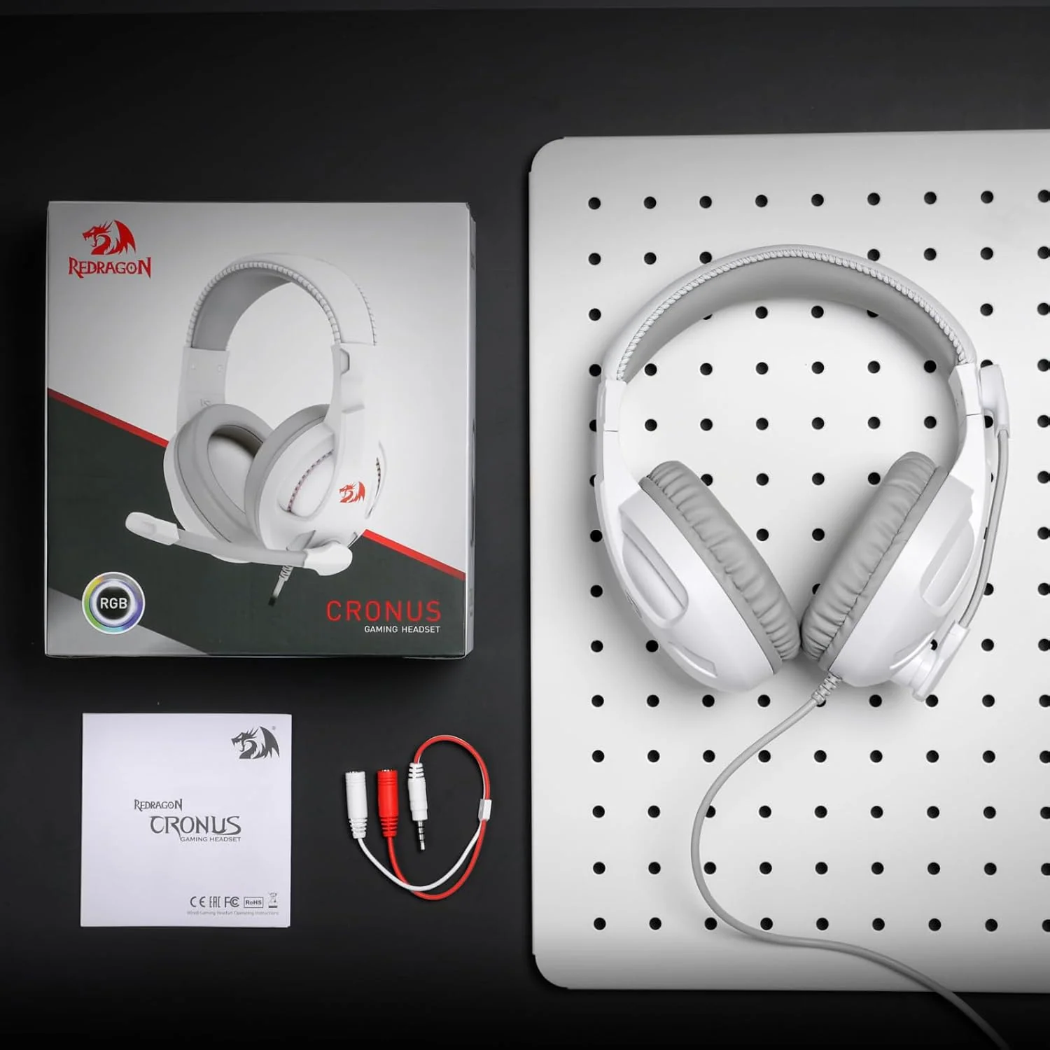 Redragon H211W-RGB CRONUS Wired Gaming Headset - White - Image 2