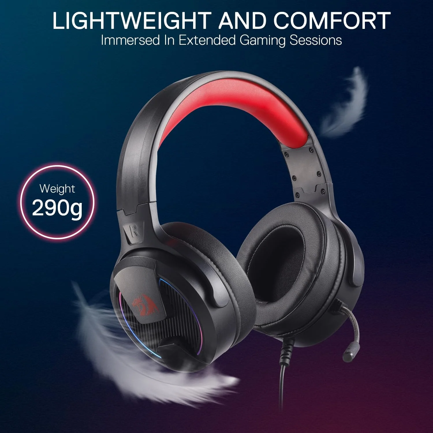 Redragon H315-RGB REBELLION Gaming Headset Wired Gaming Headset USB - Black - Image 5