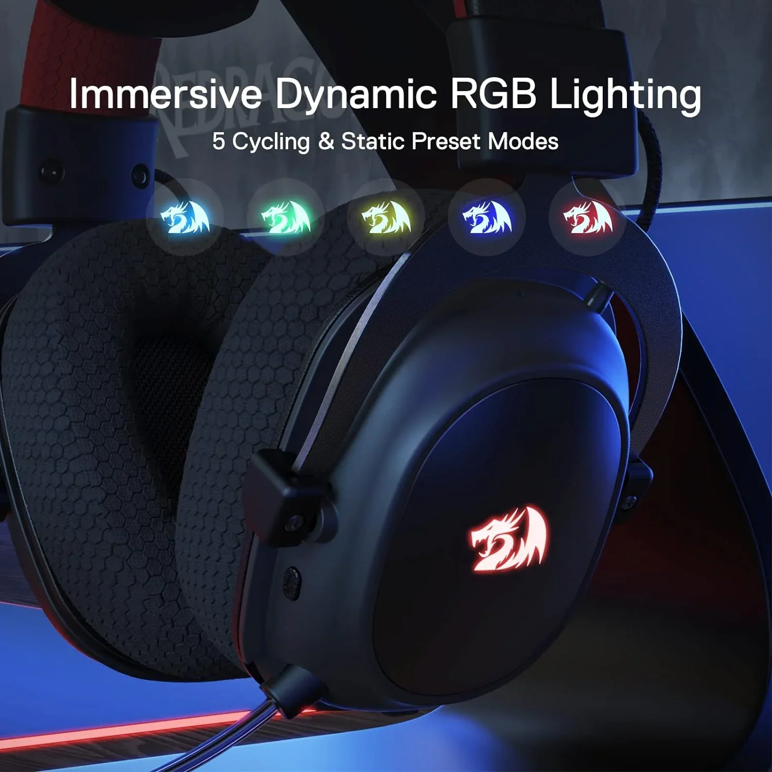 Redragon H510 PRO Zeus-X RGB Wireless Gaming Headset - 7.1 Surround Sound - Image 4