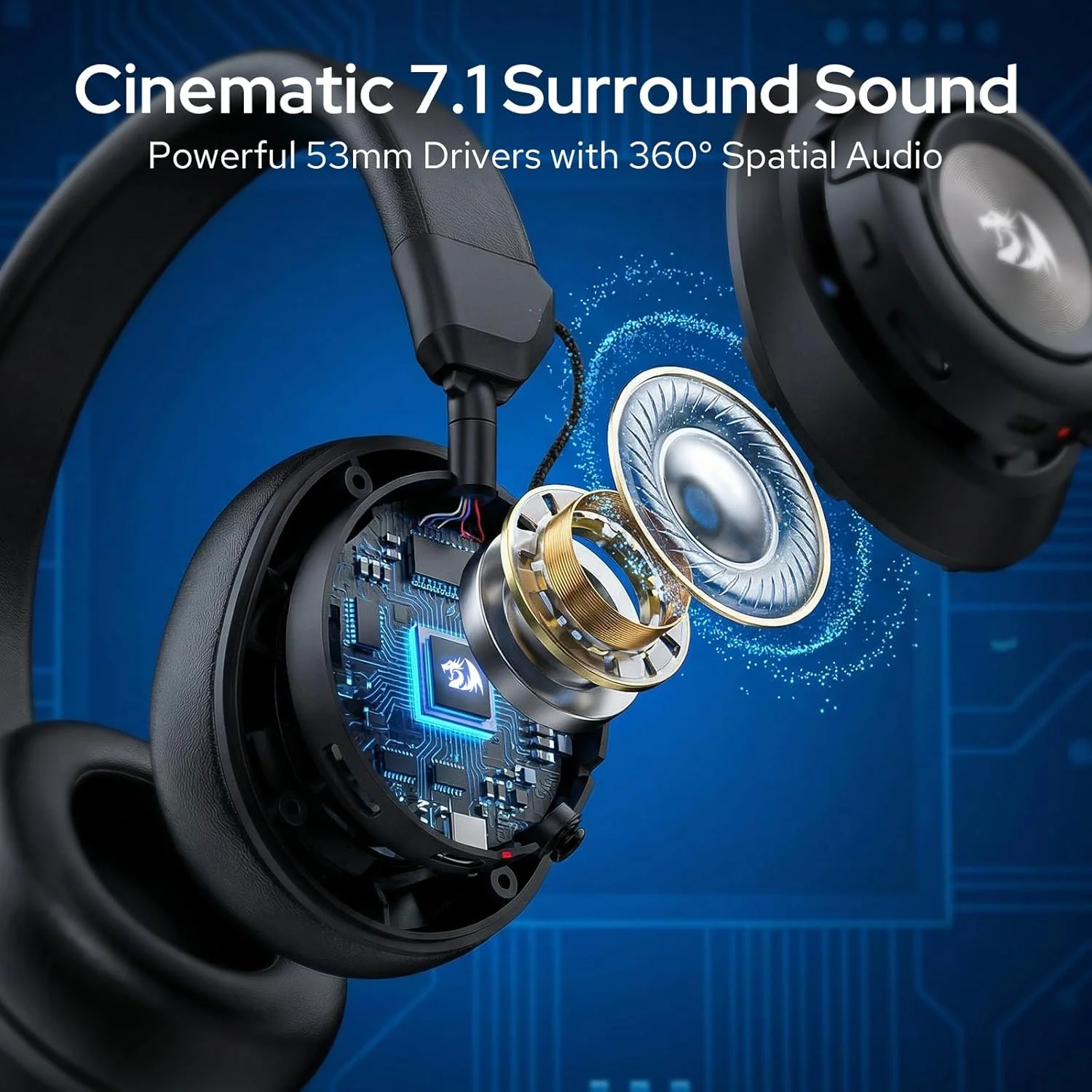 REDRAGON H889 SPECTRA PRO GAMING HEADSET BLACK - Image 6