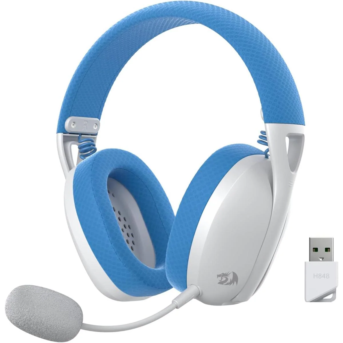 Redragon IRE Pro Ultra Light BT/Wireless Gaming Headset - White/Blue - Image 4