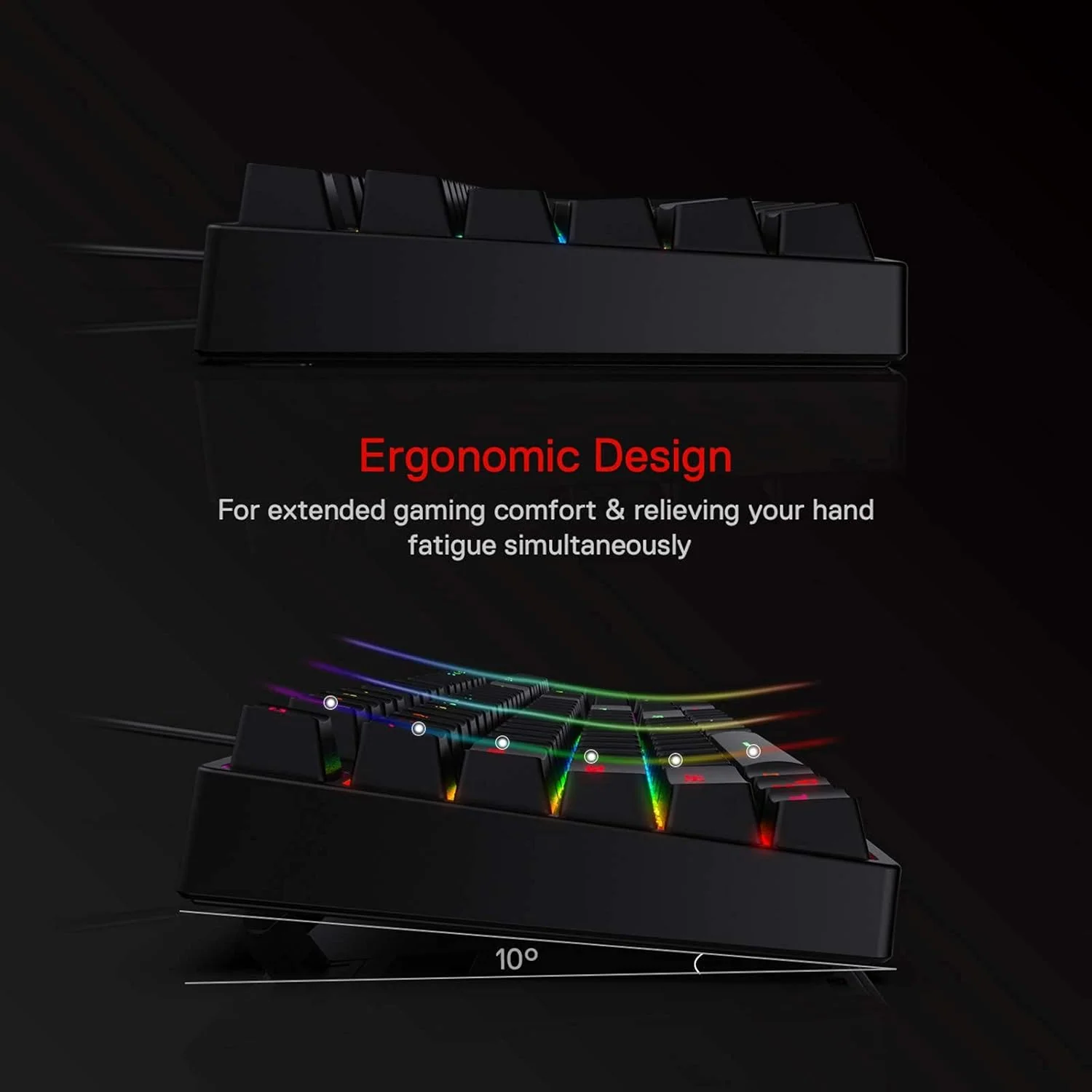 Redragon K582 SURARA RGB Wired Mechanical Gaming Keyboard Quiet-Red Switches - Black - Image 6
