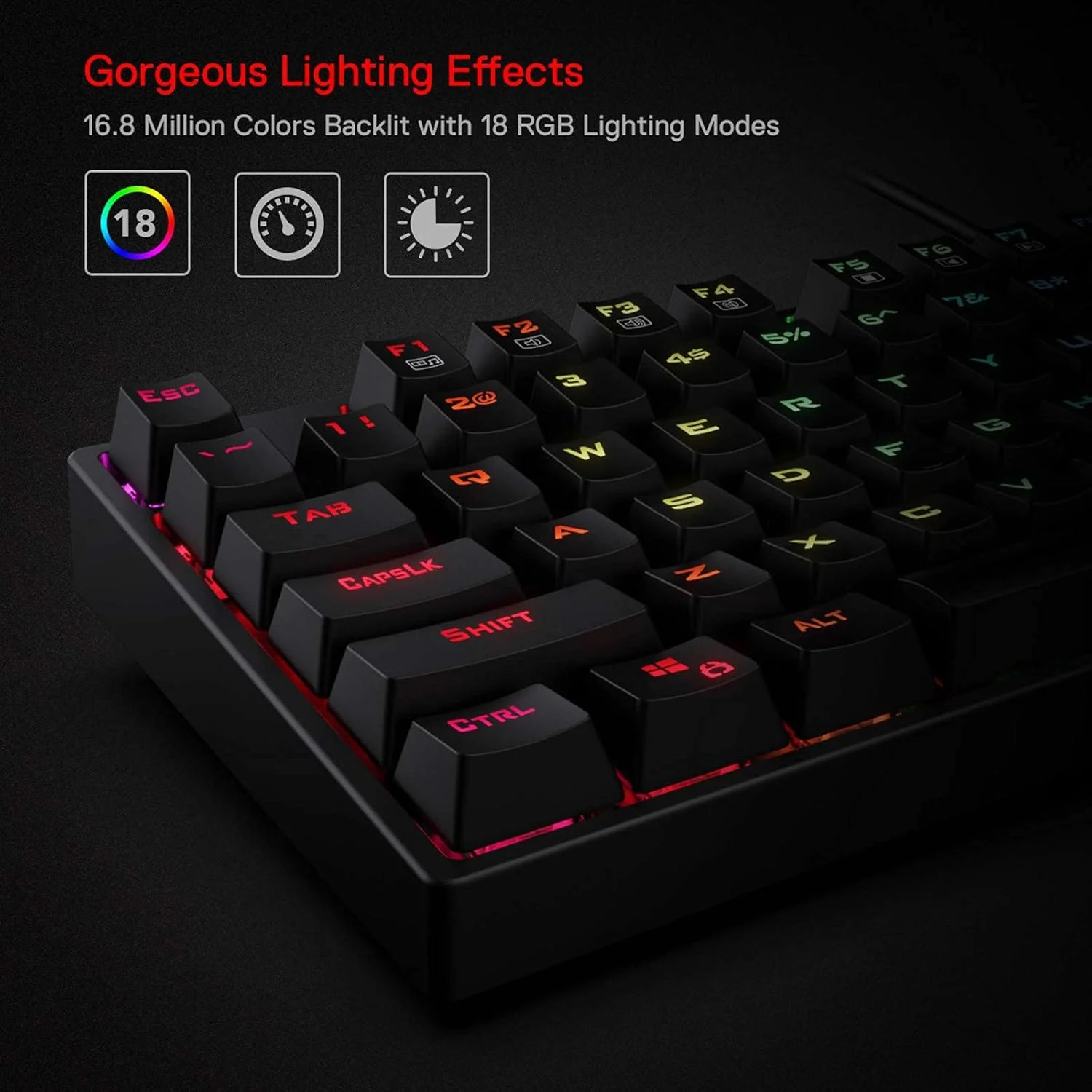 Redragon K582 SURARA RGB Wired Mechanical Gaming Keyboard Quiet-Red Switches - Black - Image 7