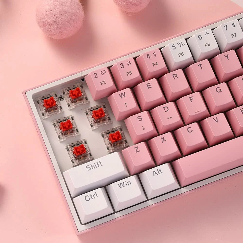 Redragon K617 FIZZ RGB Wired Mechanical Gaming Keyboard (R-SW) - White/Pink - Image 2