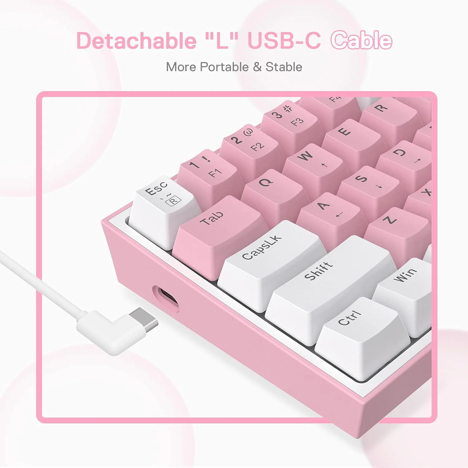 Redragon K617 FIZZ RGB Wired Mechanical Gaming Keyboard (R-SW) - White/Pink - Image 3