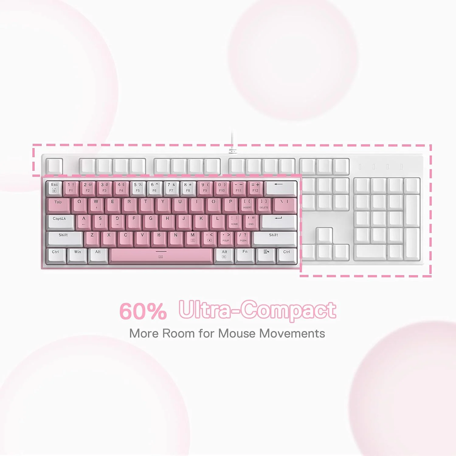 Redragon K617 FIZZ RGB Wired Mechanical Gaming Keyboard (R-SW) - White/Pink - Image 6