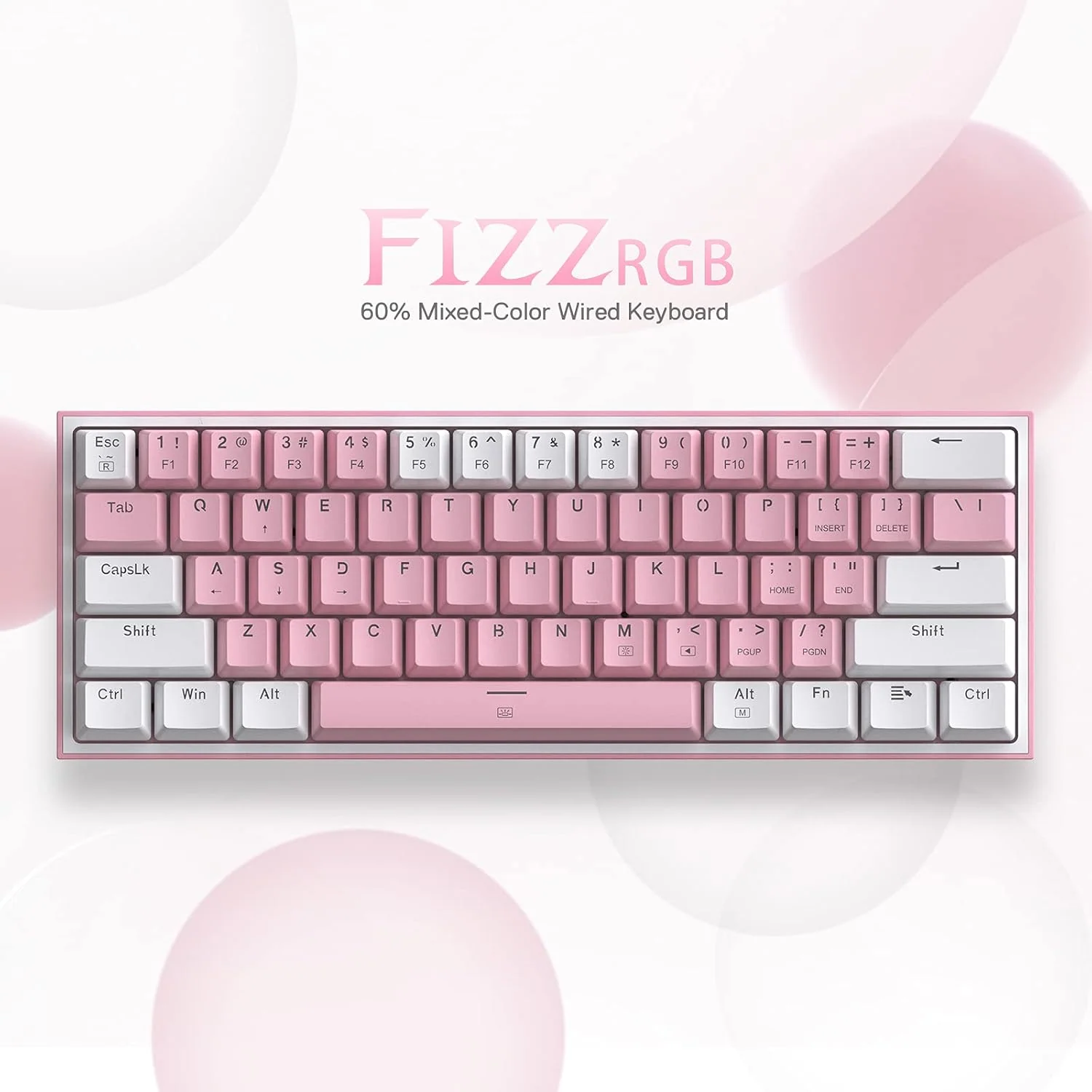 Redragon K617 FIZZ RGB Wired Mechanical Gaming Keyboard (R-SW) - White/Pink - Image 8