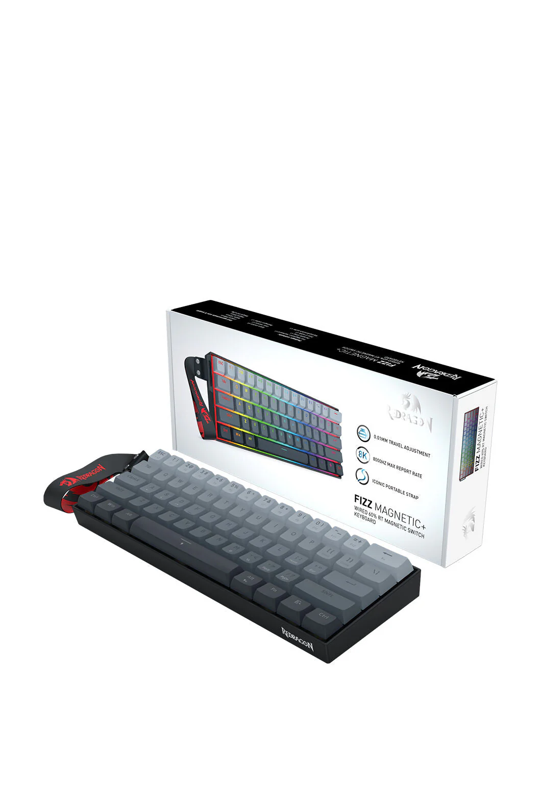 Redragon K617GGB-RGB-MP Fizz Grey 60% Rapid Trigger Magnetic RGB Gaming Keyboard - Image 10