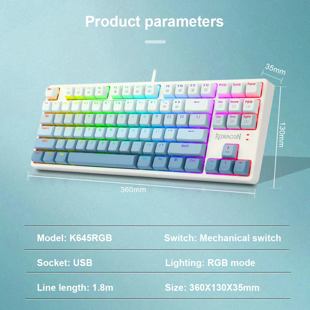 REDRAGON K645W 87 Key RGB Mechanical Gaming Keyboard - Image 3