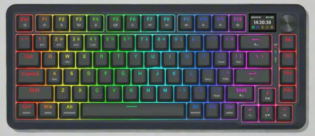 Redragon K708 Pro 75% Wireless/BT RGB Mechanical Keyboard with LCD Screen
