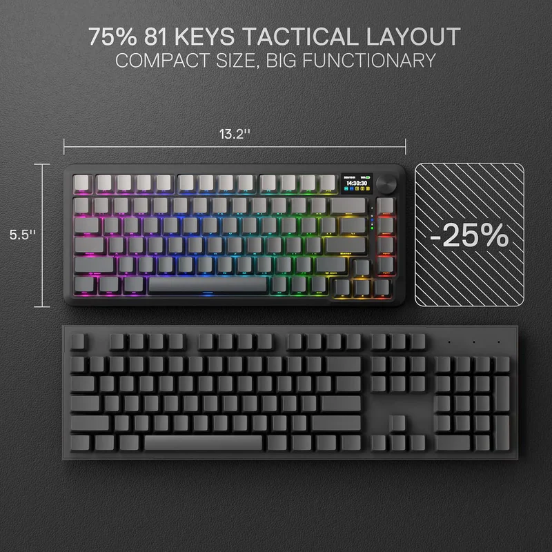 REDRAGON BEHEMOTH K724 PRO 75% Mechanical WIRELESS GAMING KEYBOARD (Gradient Black) - Image 3