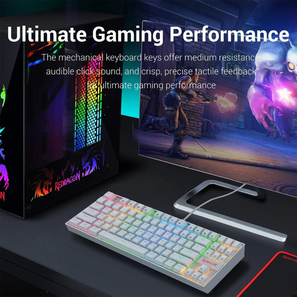 Redragon KUMARA K552 RGB-1 Wired Gaming Keyboard - White - Image 4
