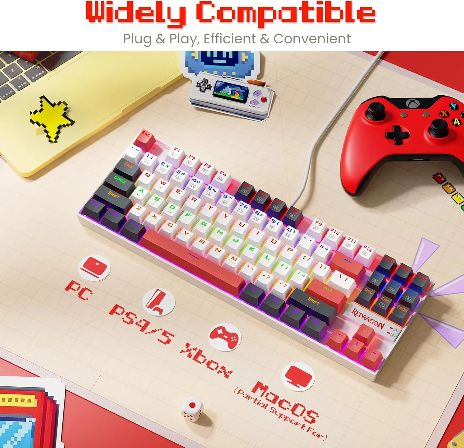 Redragon KUMARA K552WRL 87% Wired Mechanical Gaming Keyboard (R-SW) - Black - Image 3