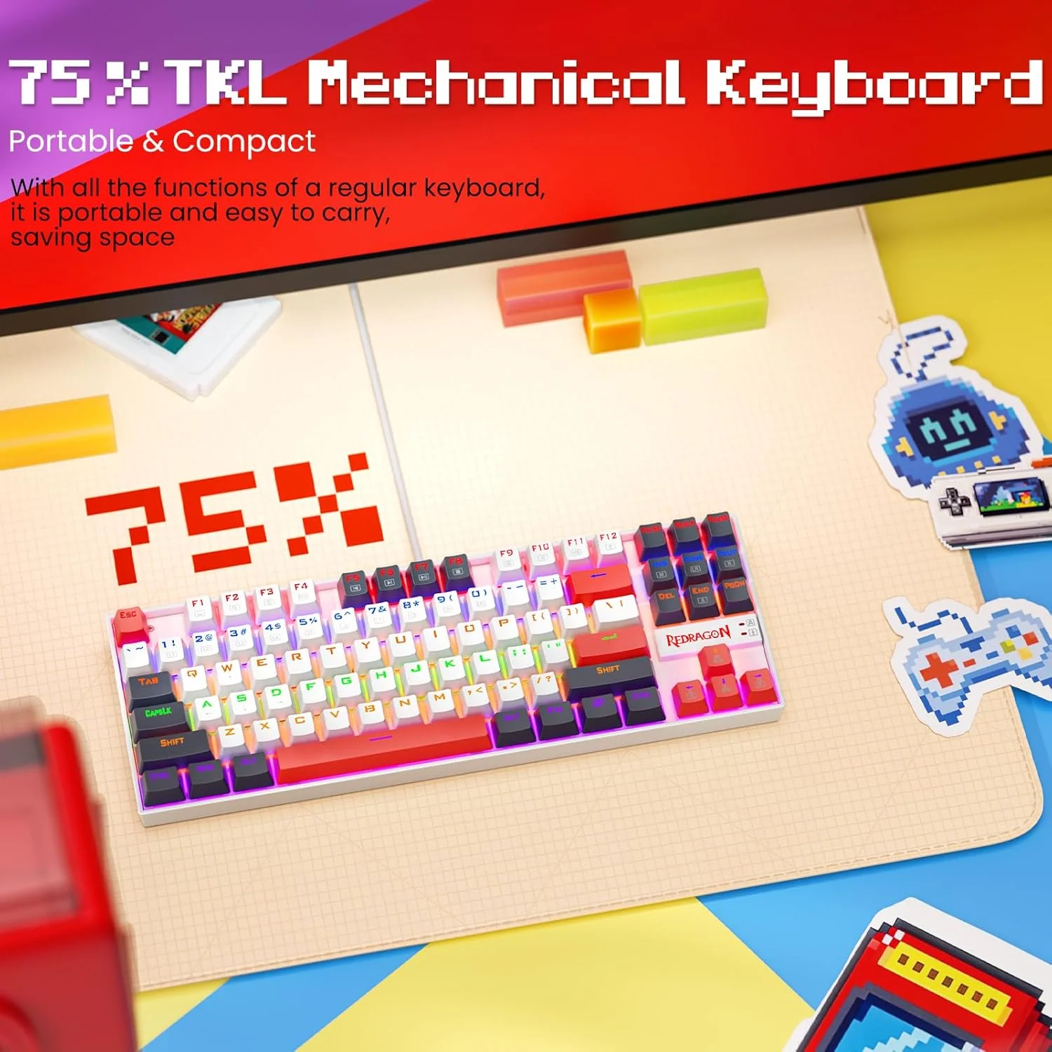 Redragon KUMARA K552WRL 87% Wired Mechanical Gaming Keyboard (R-SW) - Black - Image 5