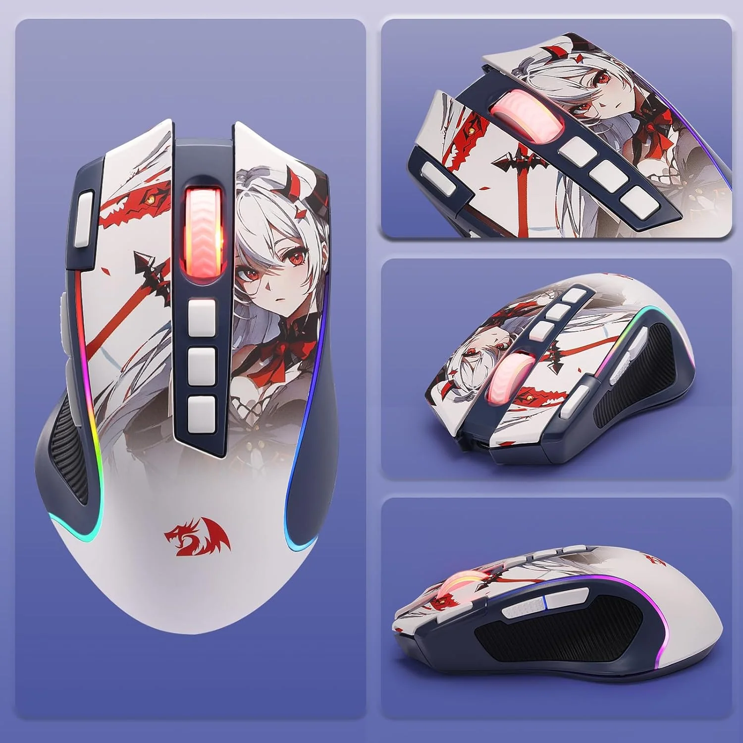 Redragon M612AK PRO RGB Anime 8000 DPI Wired/Wireless Gaming Mouse - Image 4