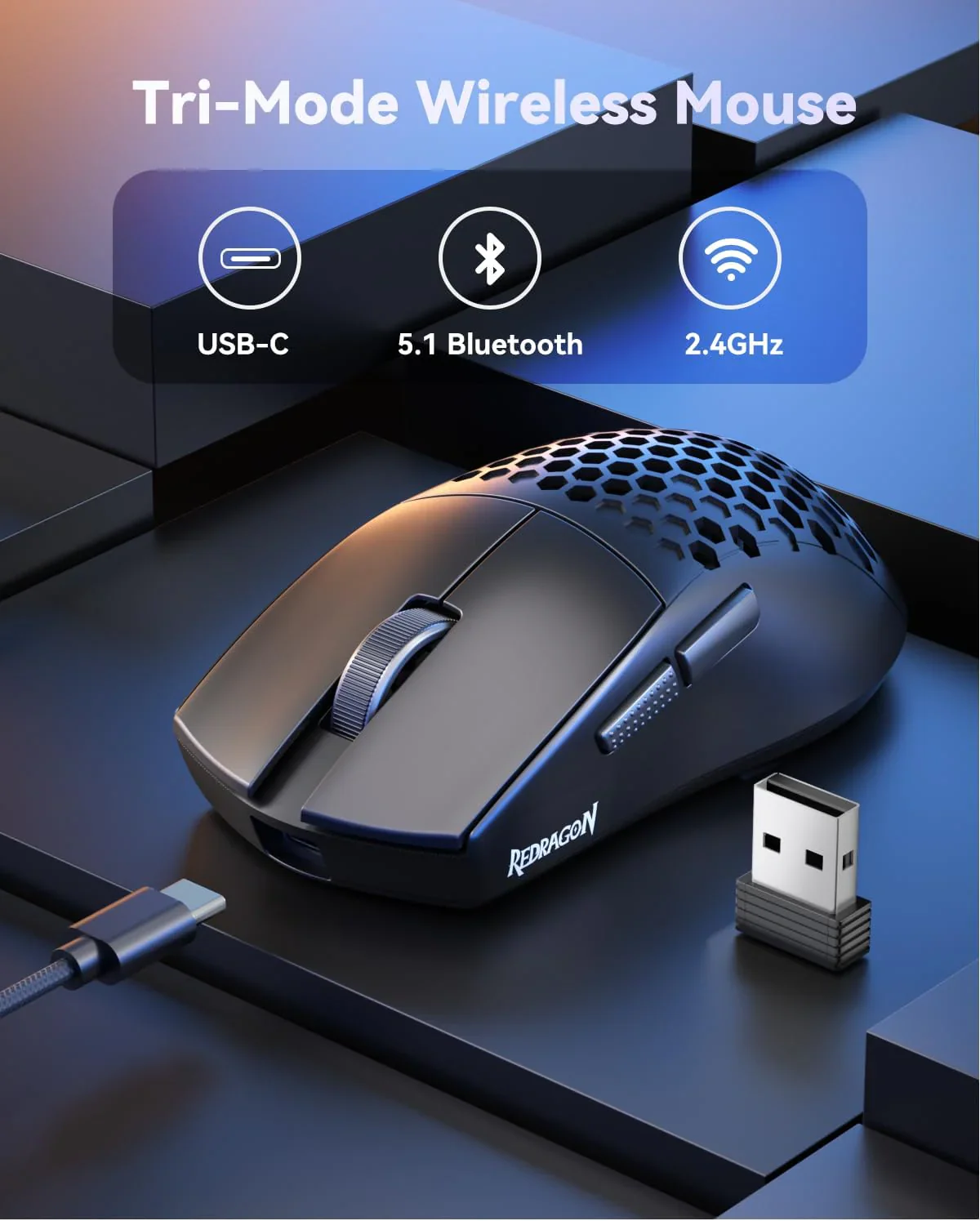 Redragon M725-LIT Astrolabe Lite 3-Modes Light Weight  Gaming Mouse - Image 3