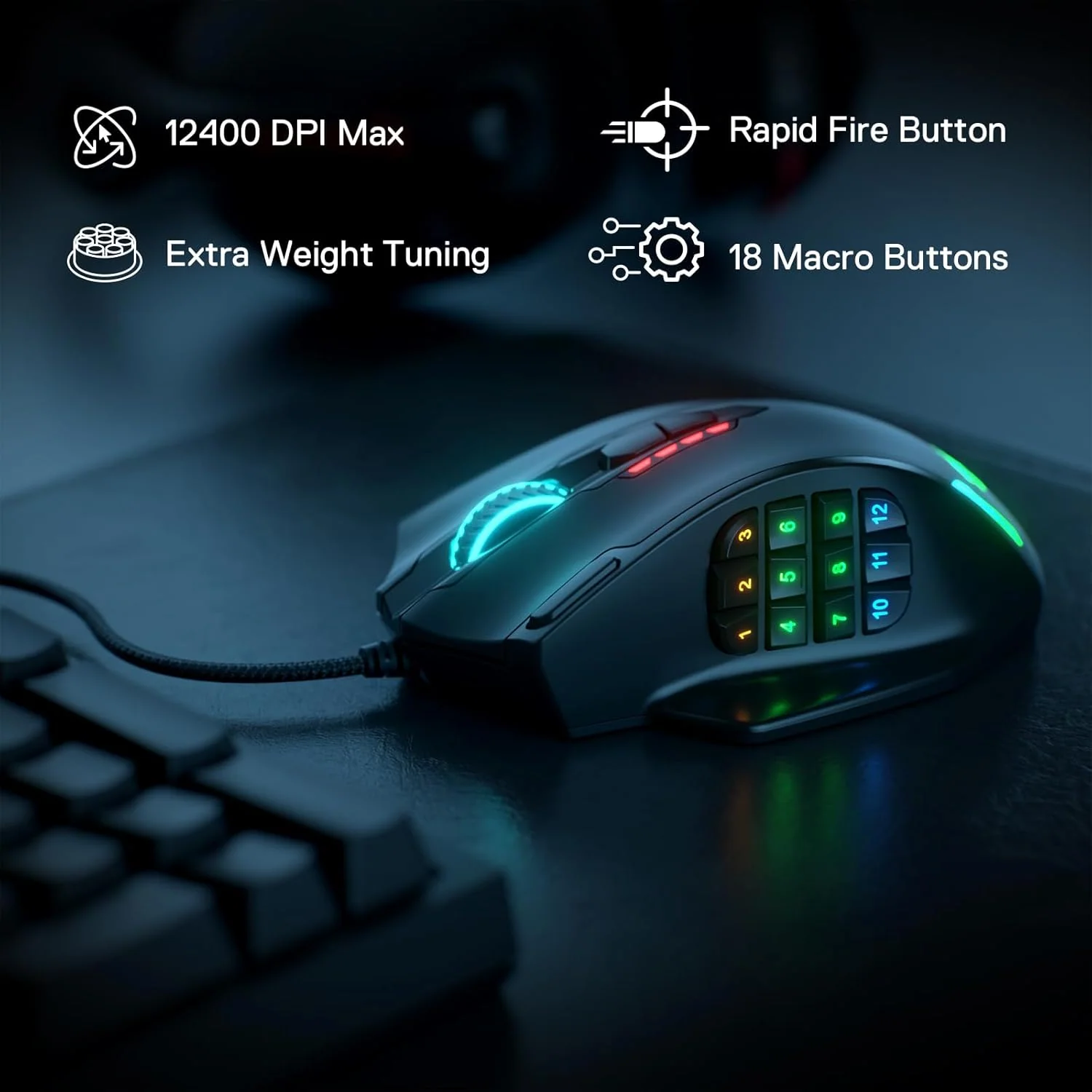 Redragon M908 IMPACT Wired Gaming Mouse - Black - Image 6
