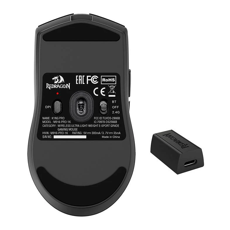Redragon M916 King 4K Pro Ultra-Light 3-Mode Wireless Gaming Mouse (Black/White) - Image 4