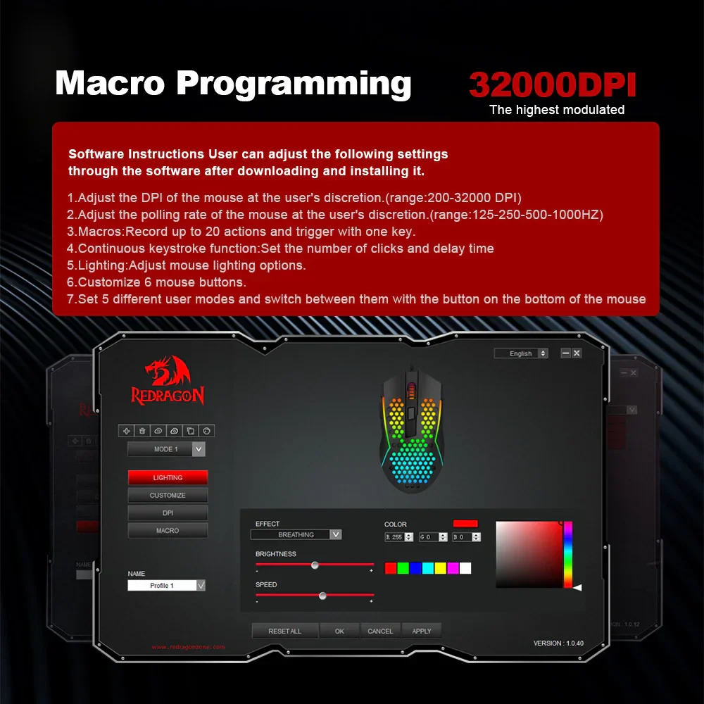 Redragon M987P-K Reaping Elite Lightweight RGB Gaming Mouse - Image 4