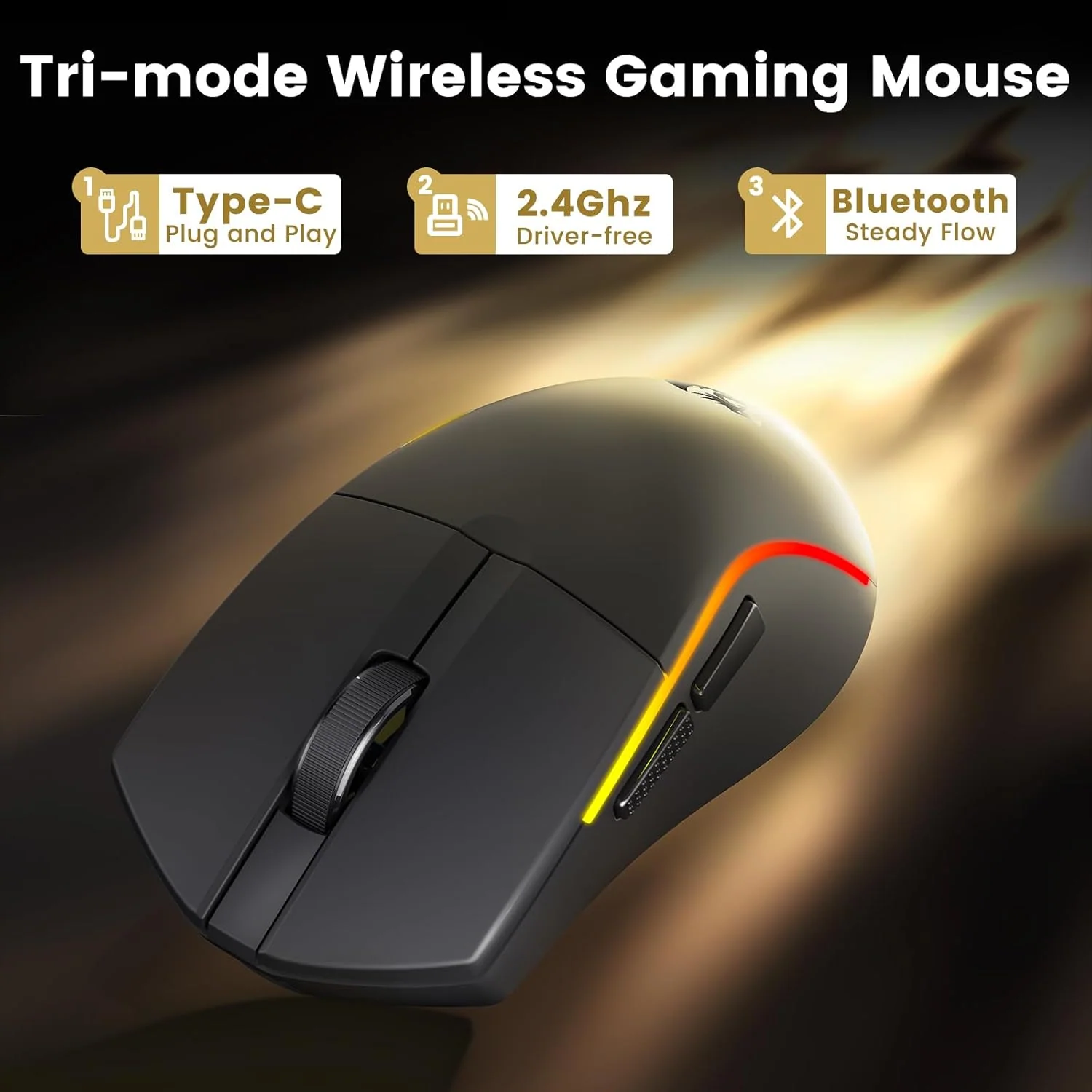 Redragon MCM816-PRO Tri-Mode Wireless Gaming Mouse - Black - Image 7