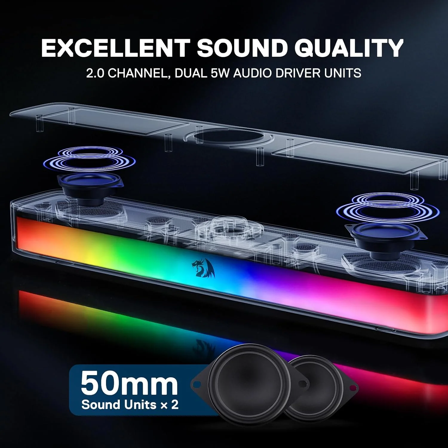 Redragon NEO GS515 RGB Desktop Soundbar - Image 6
