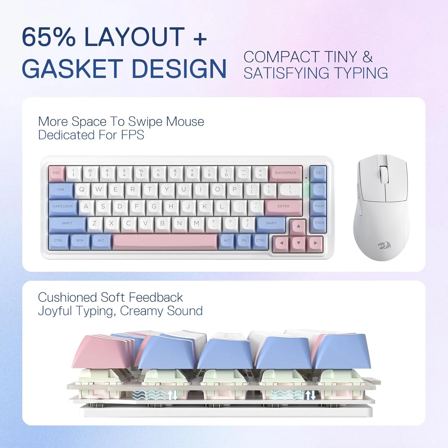 Redragon NOVA K709 PRO 65% Wireless Gasket RGB Gaming Keyboard - Image 4