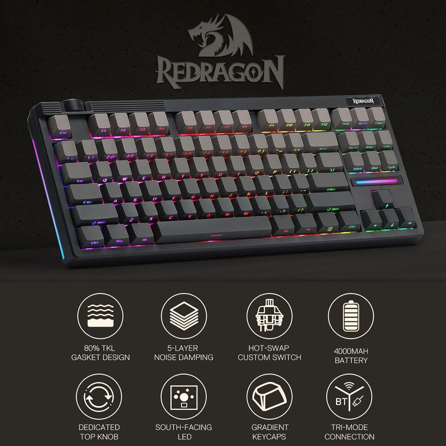REDRAGON OTIIM PRO WIRD + WIRELESS  KEYBOARD - Image 4
