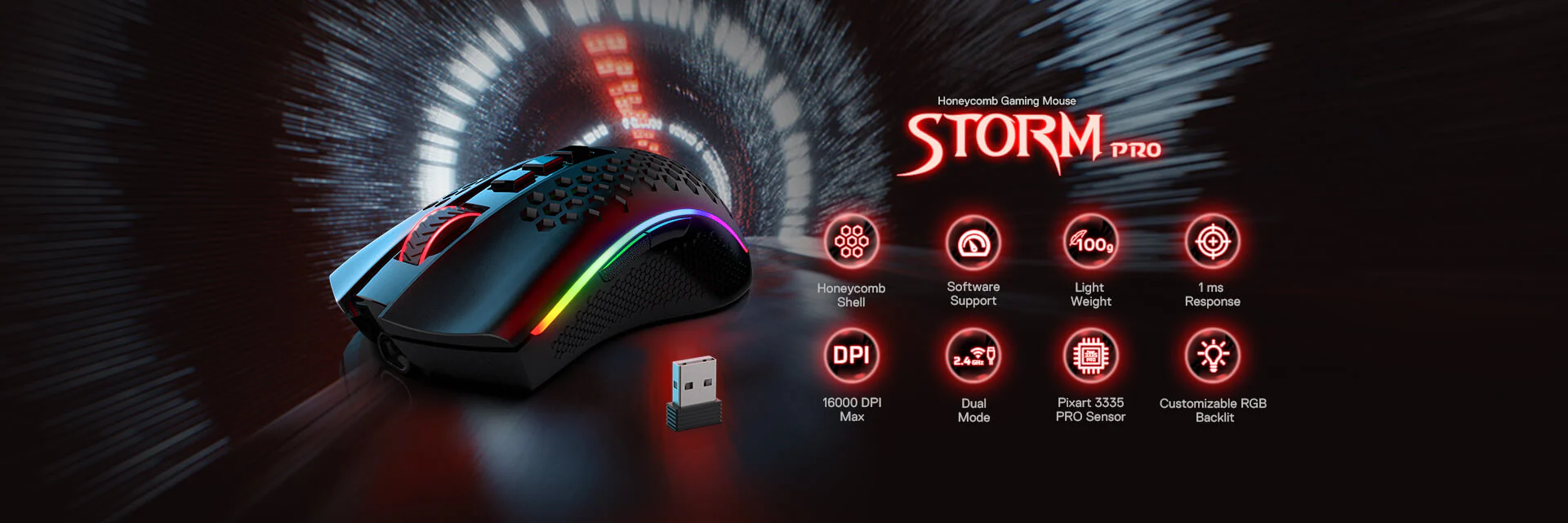 REDRAGON STORM PRO M808 RGB Wireless Gaming Mouse - Image 10