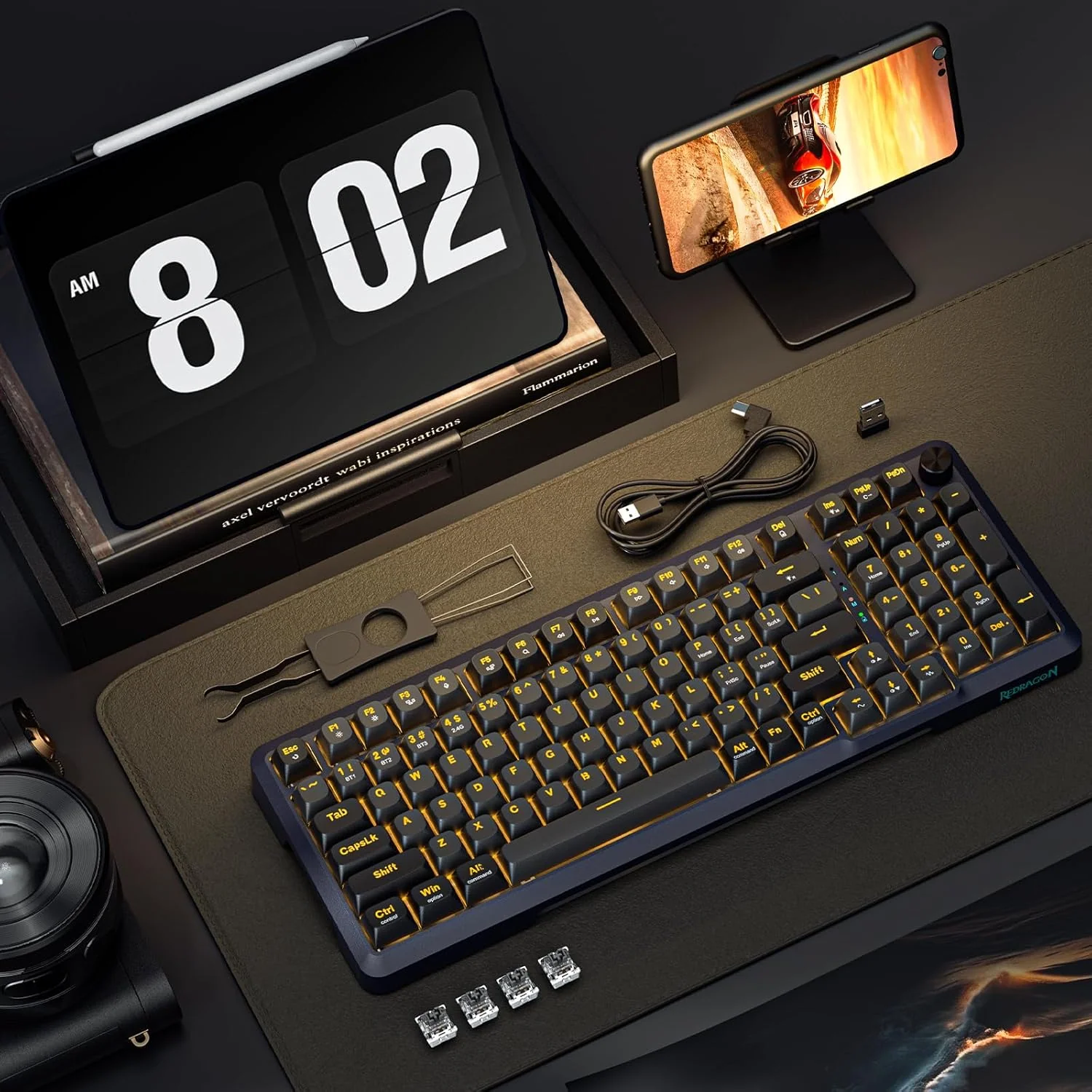 Redragon Wireless Mechanical Keyboard, 3 Mode Gasket Mounted RGB Gaming Keyboard with Volume Knob - Image 3