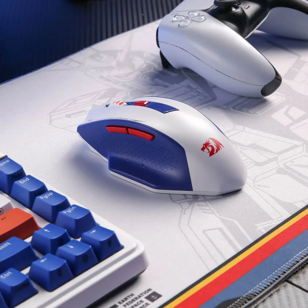 Redrago Woki M994WBR Superlight 60g Wireless Gaming Mouse - White/Blue - Image 3