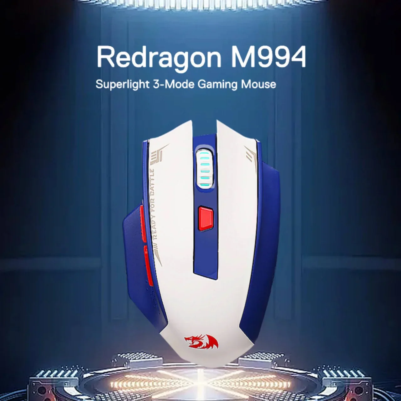 Redrago Woki M994WBR Superlight 60g Wireless Gaming Mouse - White/Blue - Image 4