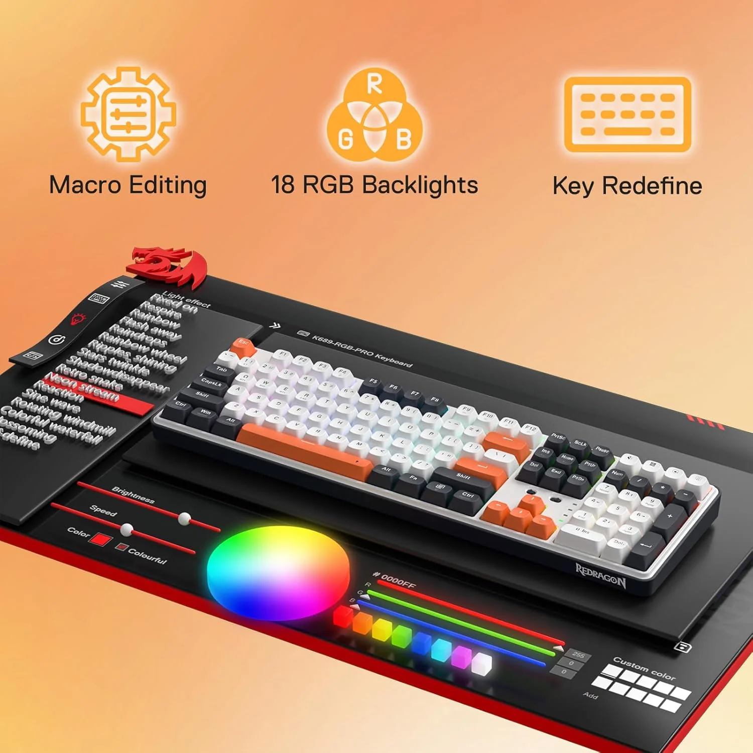 REDRAGON WYVERN PRO K689WBO-RGB-PRO WIRELESS KEYBOARD - Image 4