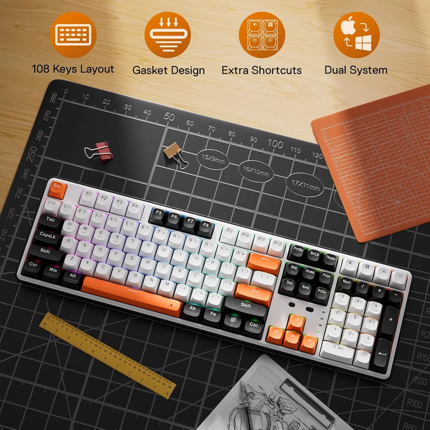 REDRAGON WYVERN PRO K689WBO-RGB-PRO WIRELESS KEYBOARD - Image 6
