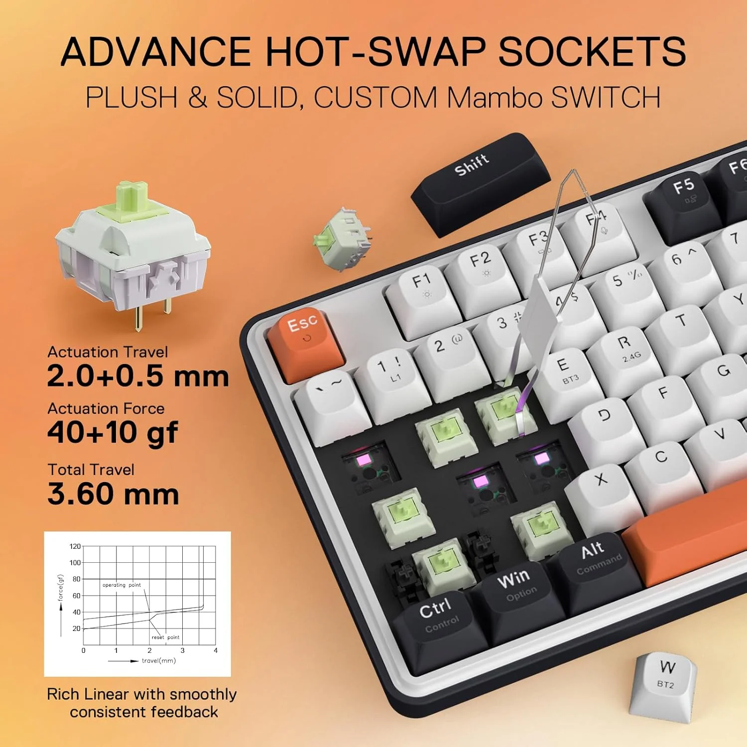 REDRAGON WYVERN PRO K689WBO-RGB-PRO WIRELESS KEYBOARD - Image 7