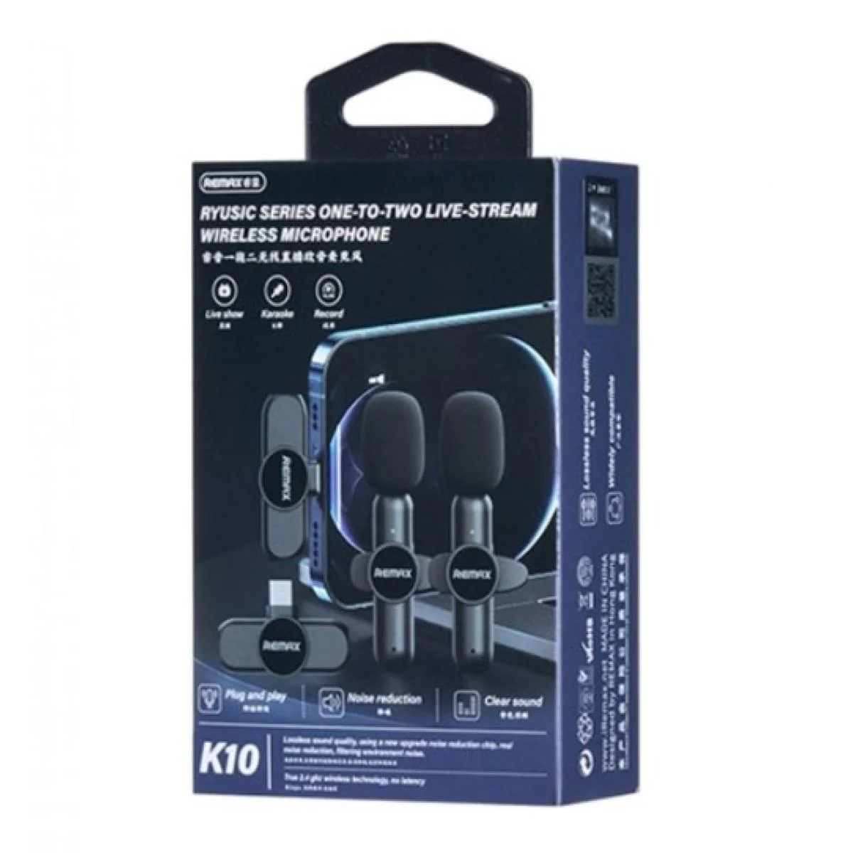 Remax K10 Ryusic Series One-to-Two Live Stream Wireless Microphone - Type C - Image 2