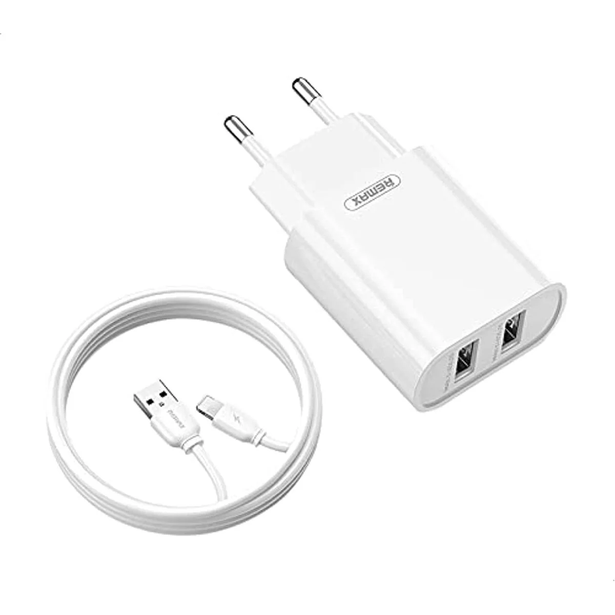 Remax Power Adapter 2 ports with USB-C to Lightning Cable - Image 2