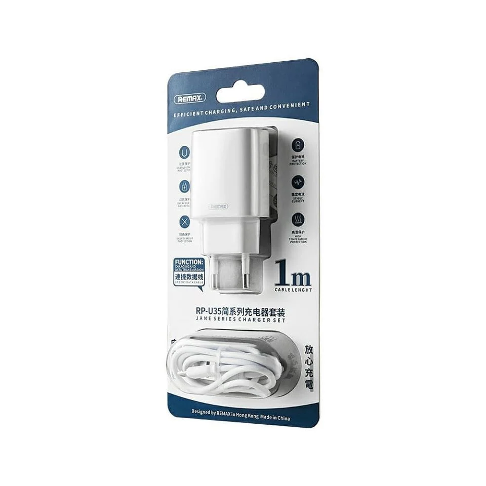 Remax Power Adapter 2 ports with USB-C to Micro Cable - Image 2